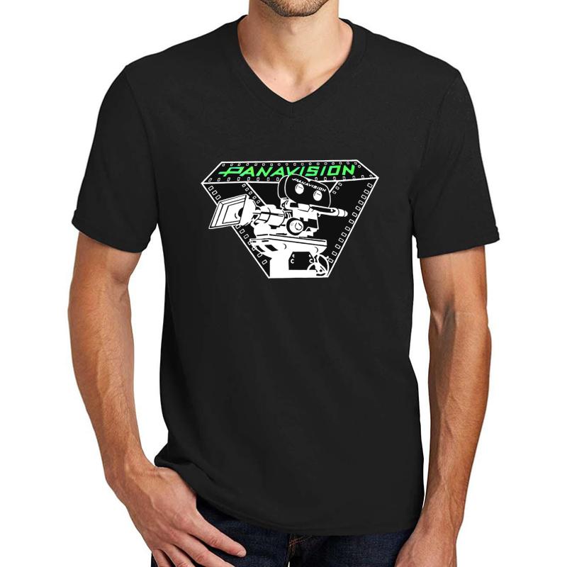 90S Panavision Movie Camera Hip Hop Unisex V-Neck T-Shirt Men Black