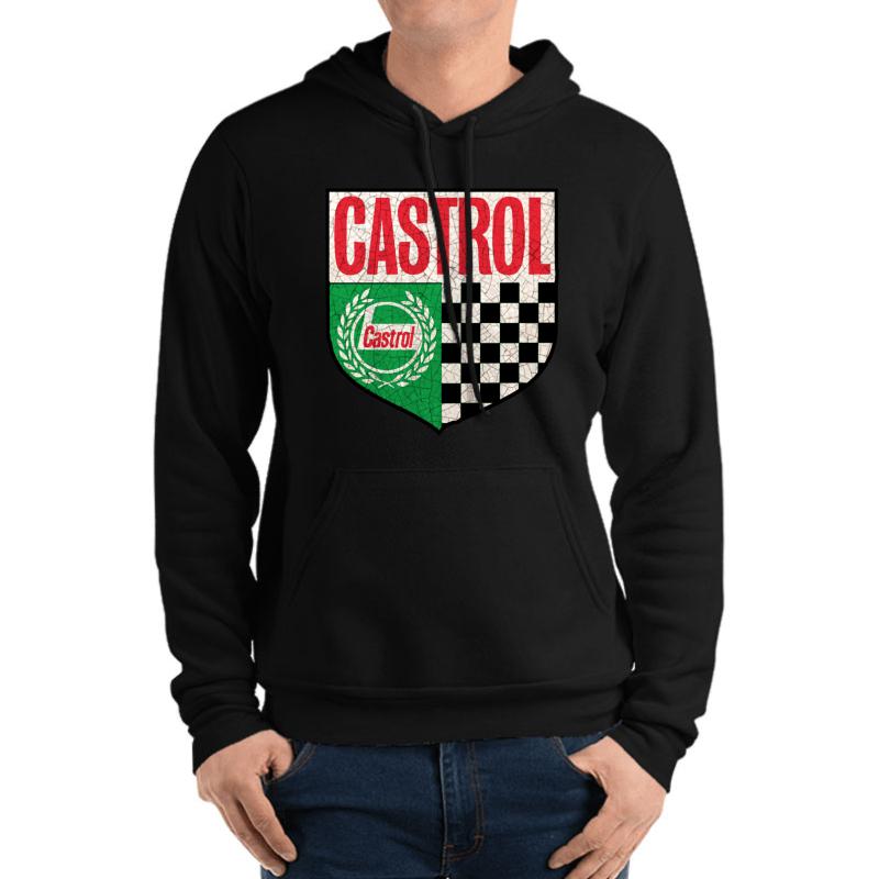 Vintage Castrol Motor Oil Racing Decal Unisex Hooded Sweatshirt Men Black