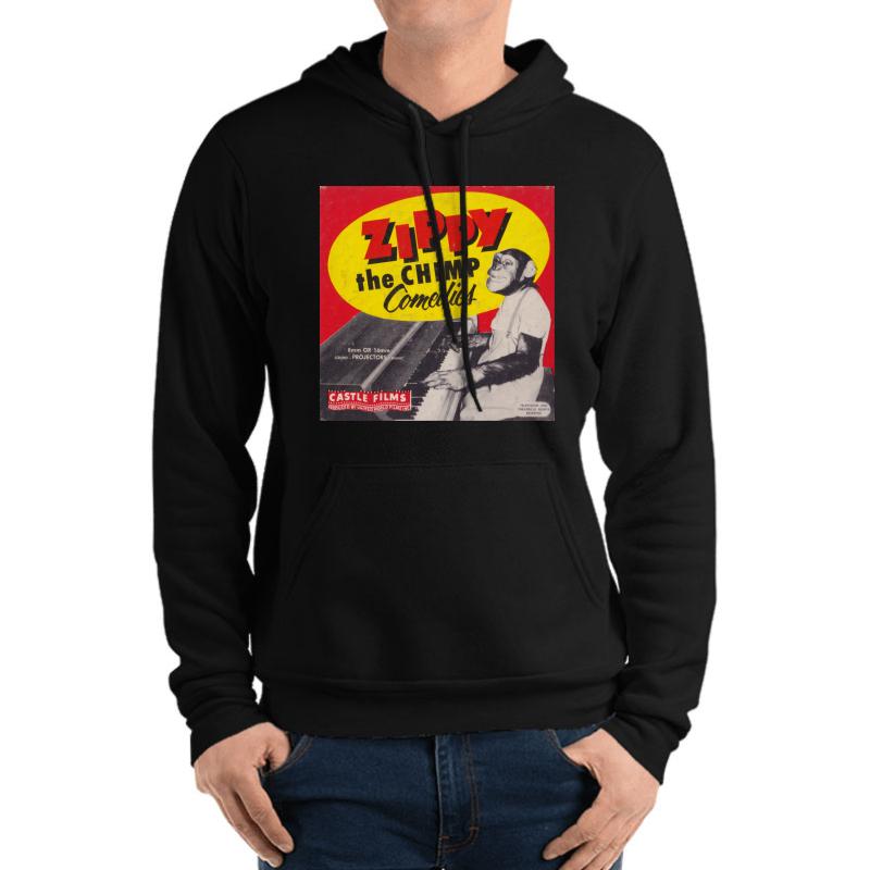 Zippy The Chimp Comedies Castle Films Unisex Hooded Sweatshirt Men Black