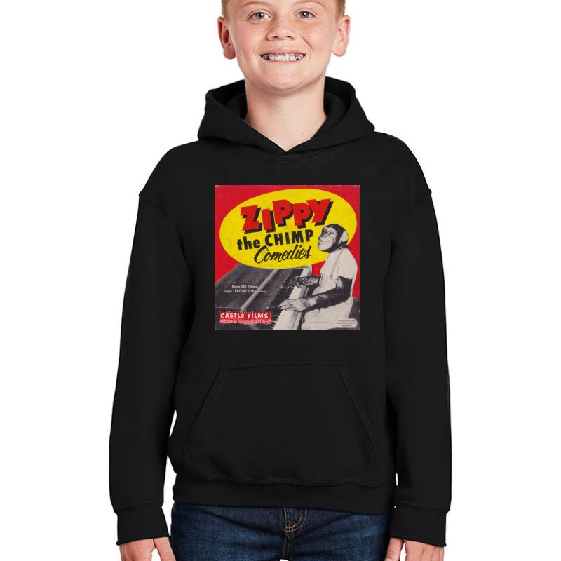 Zippy The Chimp Comedies Castle Films Youth Hooded Sweatshirt Boy Black