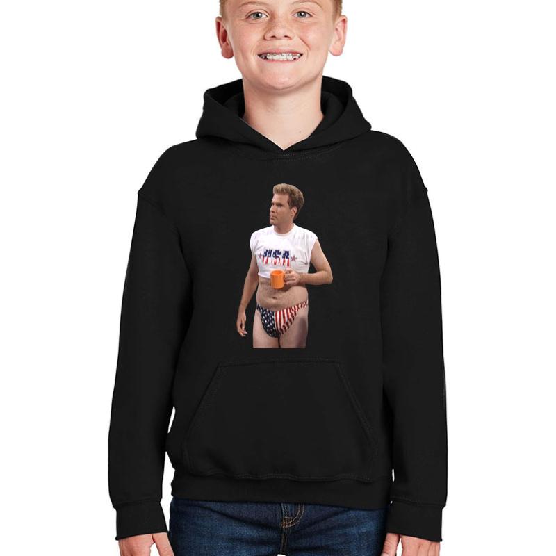 Will Ferrell - 4Th Of July - Snl Youth Hooded Sweatshirt Boy Black