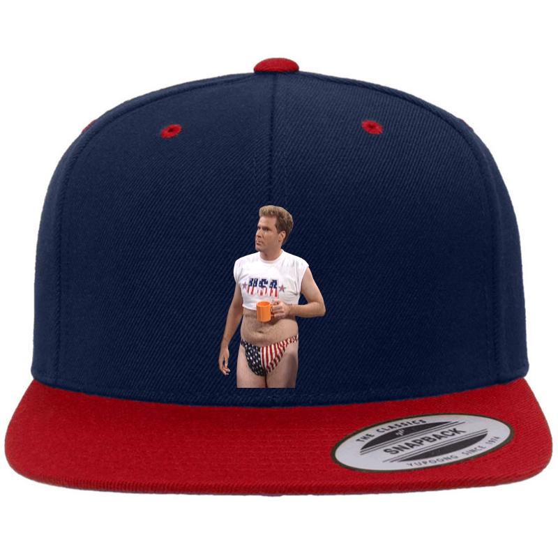 Will Ferrell - 4Th Of July - Snl Premium Flat Bill Snapback Cap  Navy