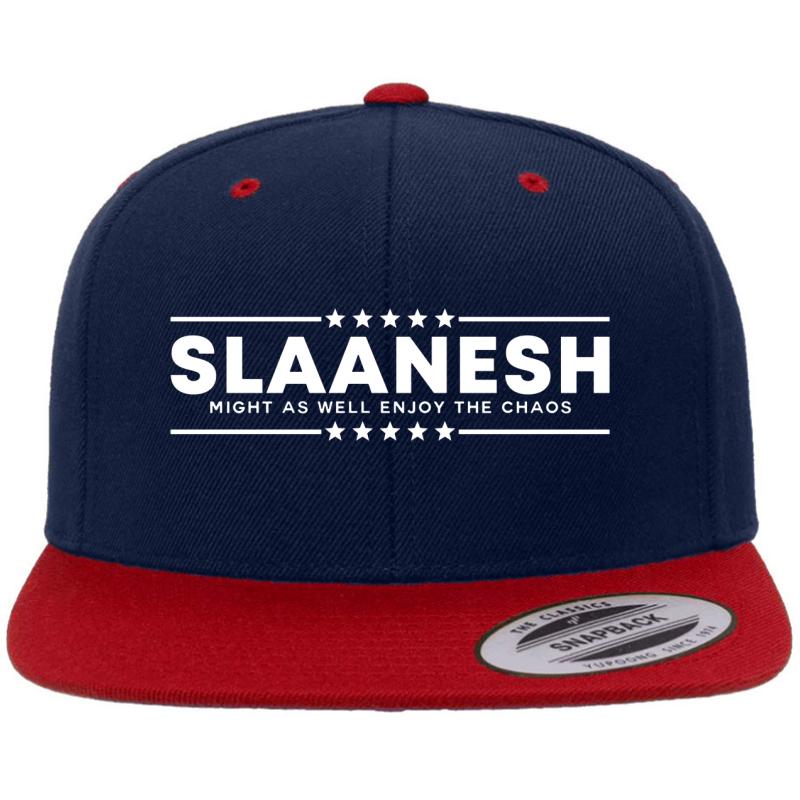 Vote Slaanesh White  Premium Flat Bill Snapback Cap  Navy