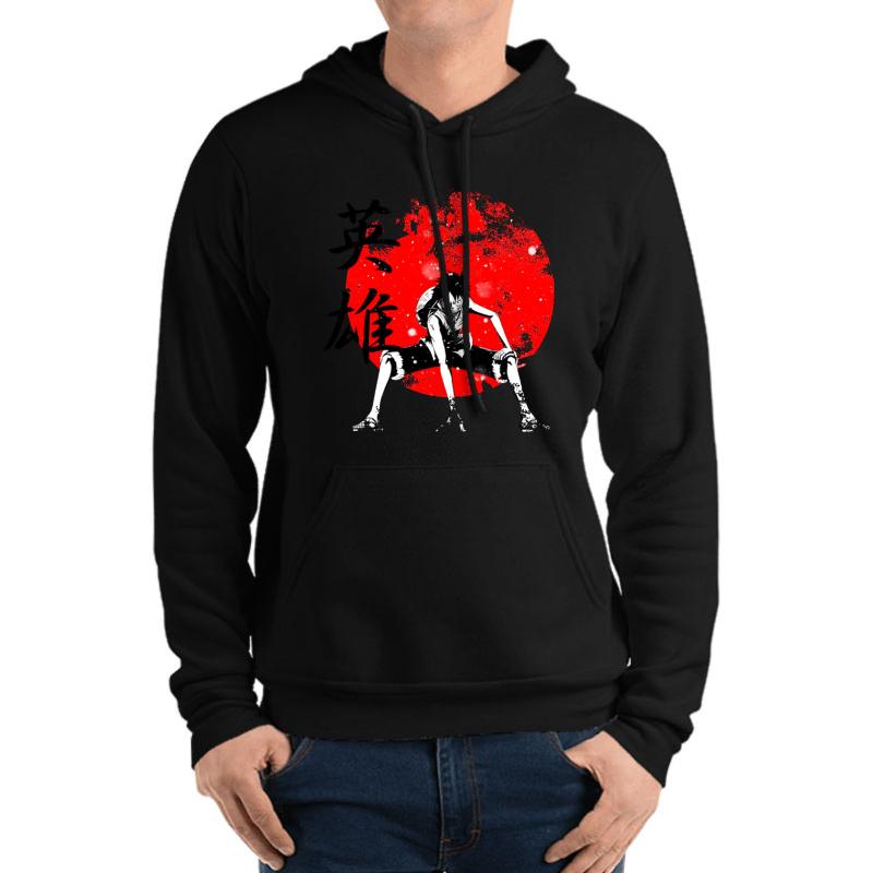 Anime One-Piece Unisex Hooded Sweatshirt Men Black