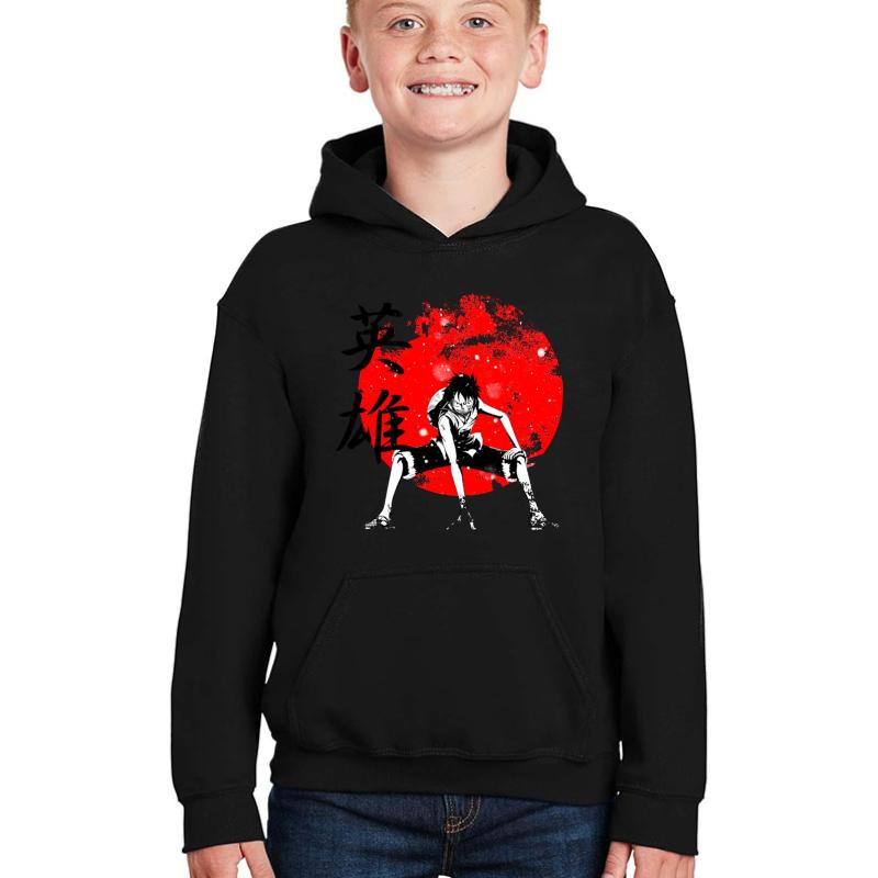 Anime One-Piece Youth Hooded Sweatshirt Boy Black