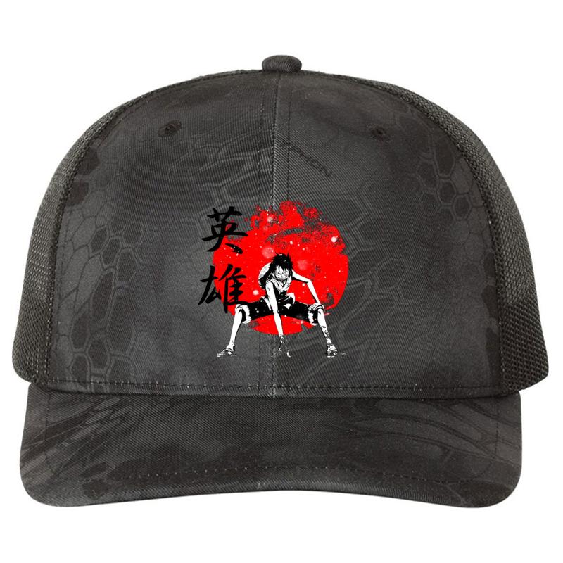 Anime One-Piece Richardson Premium Trucker Snapback Cap  Kryptek Typhon Black