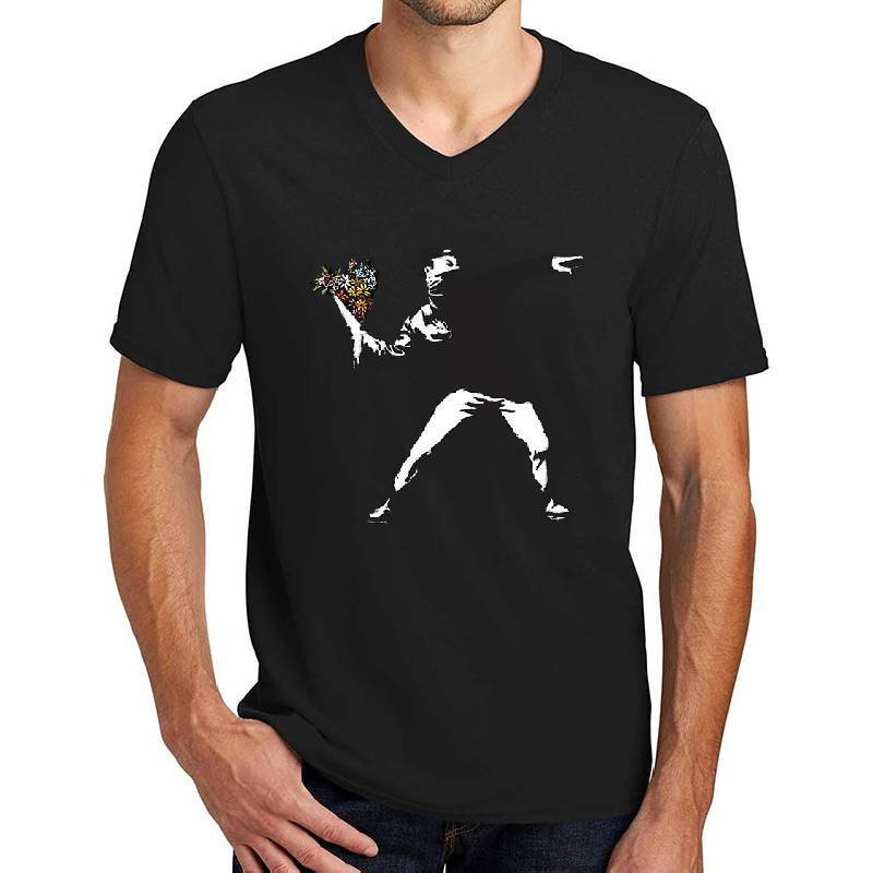 Banksy graffiti Protest anarchist throwing flowers Thrower Make Art not war on white background HD HIGH QUALITY ONLINE STORE Richardson Premium Trucker Snapback Caps