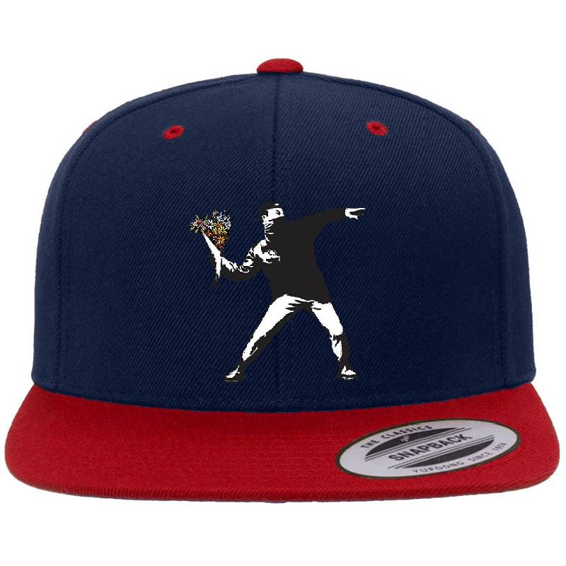 Banksy graffiti Protest anarchist throwing flowers Thrower Make Art not war on white background HD HIGH QUALITY ONLINE STORE Richardson Premium Trucker Snapback Caps
