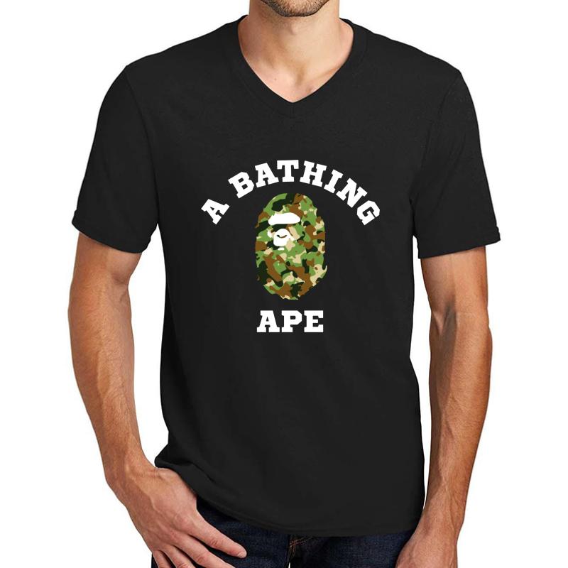 A Bathing Ape Unisex V-Neck T-Shirt Men Black