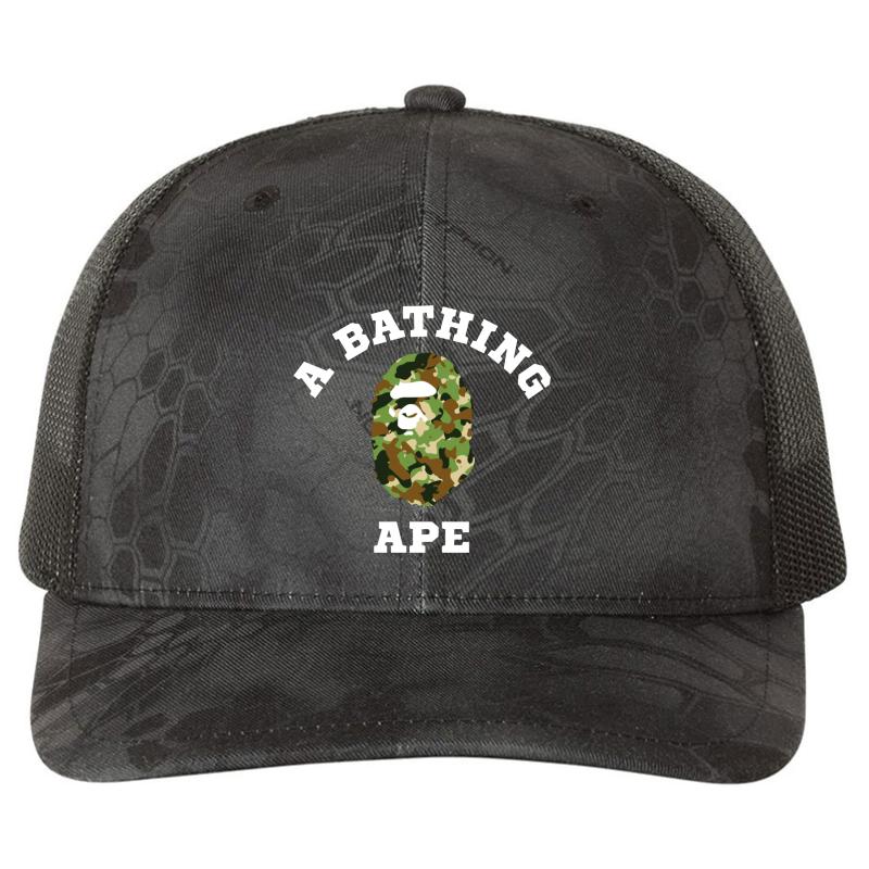 A Bathing Ape Richardson Premium Trucker Snapback Cap  Kryptek Typhon Black