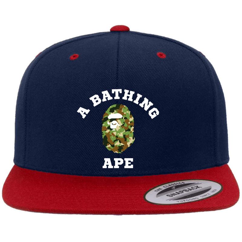 A Bathing Ape Premium Flat Bill Snapback Cap  Navy