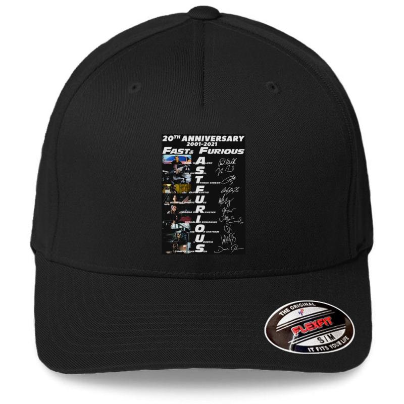 20Th Anniversary 2001 2021 Fast Furious Signatures Flexfit Baseball Cap  Black