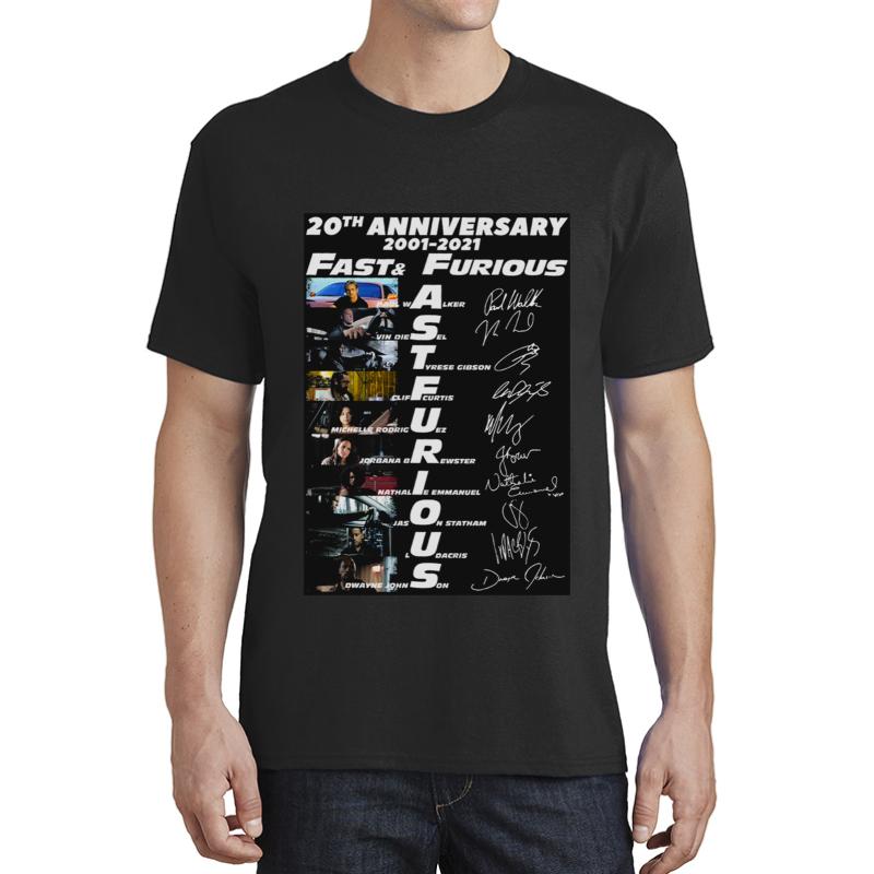 20Th Anniversary 2001 2021 Fast Furious Signatures Unisex T-Shirt Men Black