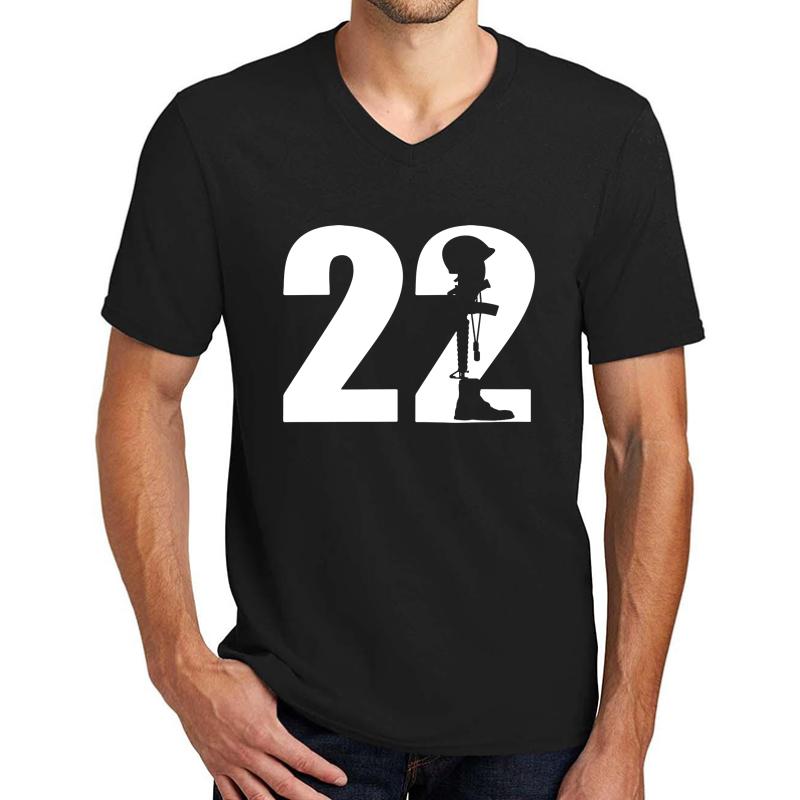 22 A Day Veteran Lives Matter Suicide Awareness Unisex V-Neck T-Shirt Men Black