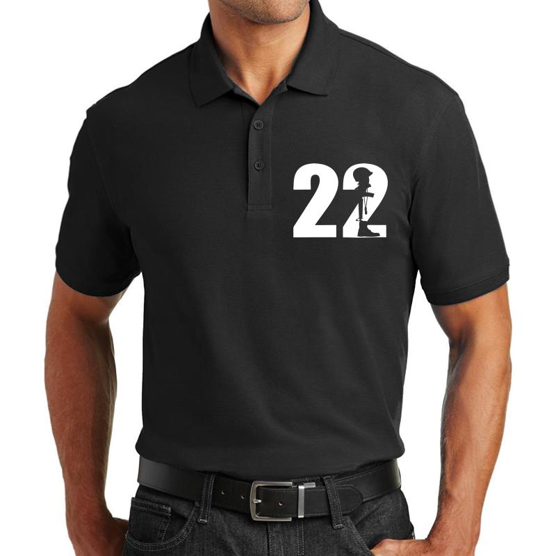 22 A Day Veteran Lives Matter Suicide Awareness Unisex Polo Jersey Sport Shirt Men Black