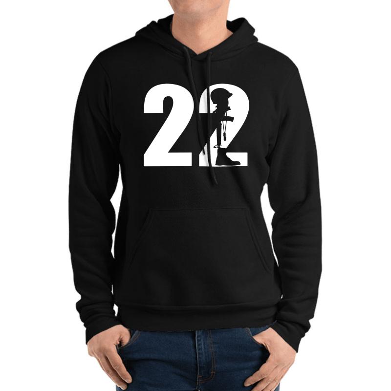 22 A Day Veteran Lives Matter Suicide Awareness Unisex Hooded Sweatshirt Men Black