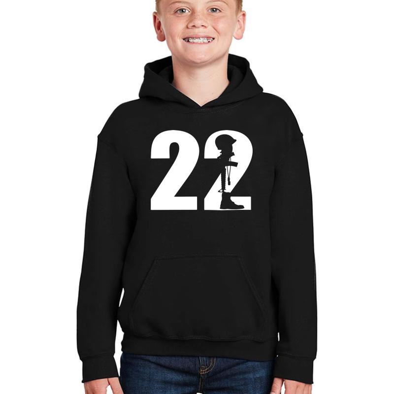 22 A Day Veteran Lives Matter Suicide Awareness Youth Hooded Sweatshirt Boy Black