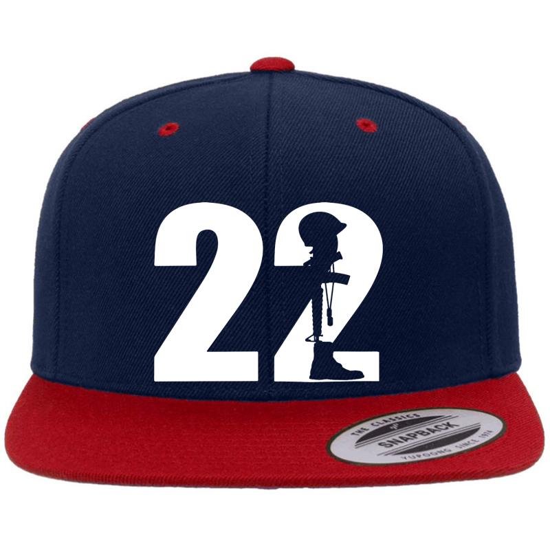 22 A Day Veteran Lives Matter Suicide Awareness Premium Flat Bill Snapback Cap  Navy