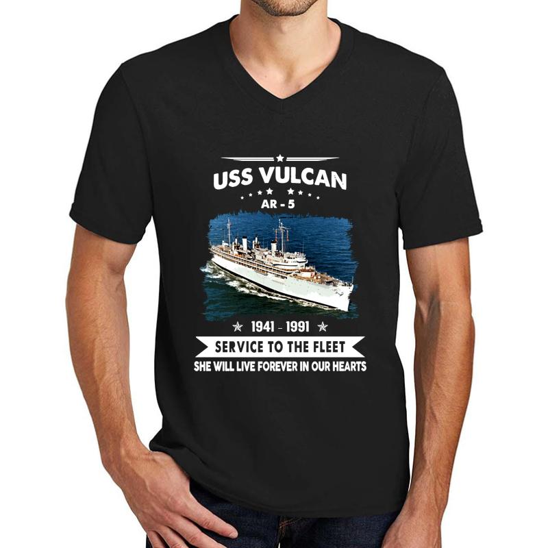 Uss Vulcan Ar-5  Unisex V-Neck T-Shirt Men Black