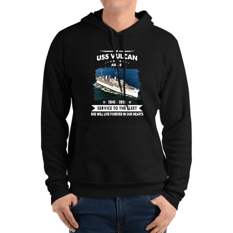 Uss Vulcan Ar-5  Unisex Hooded Sweatshirt Men Black