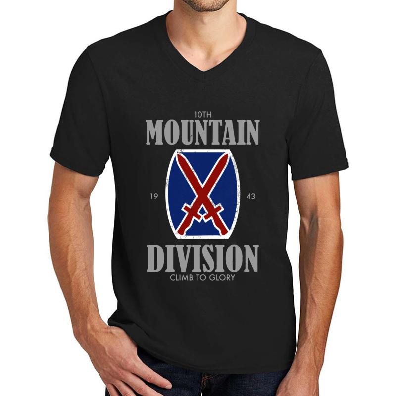 10Th Mountain Division Distressed  Unisex V-Neck T-Shirt Men Black