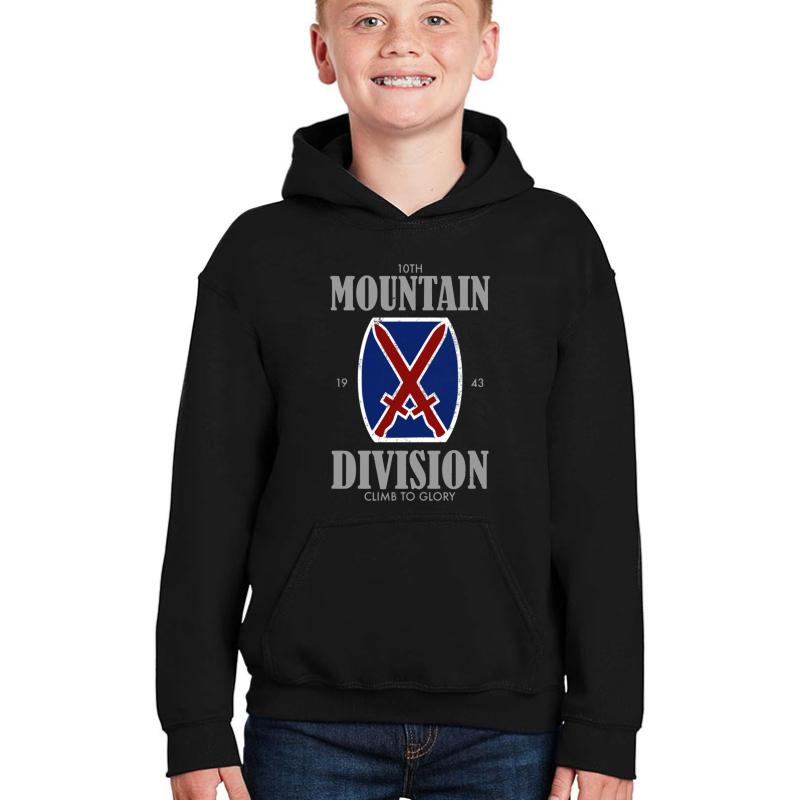 10Th Mountain Division Distressed  Youth Hooded Sweatshirt Boy Black