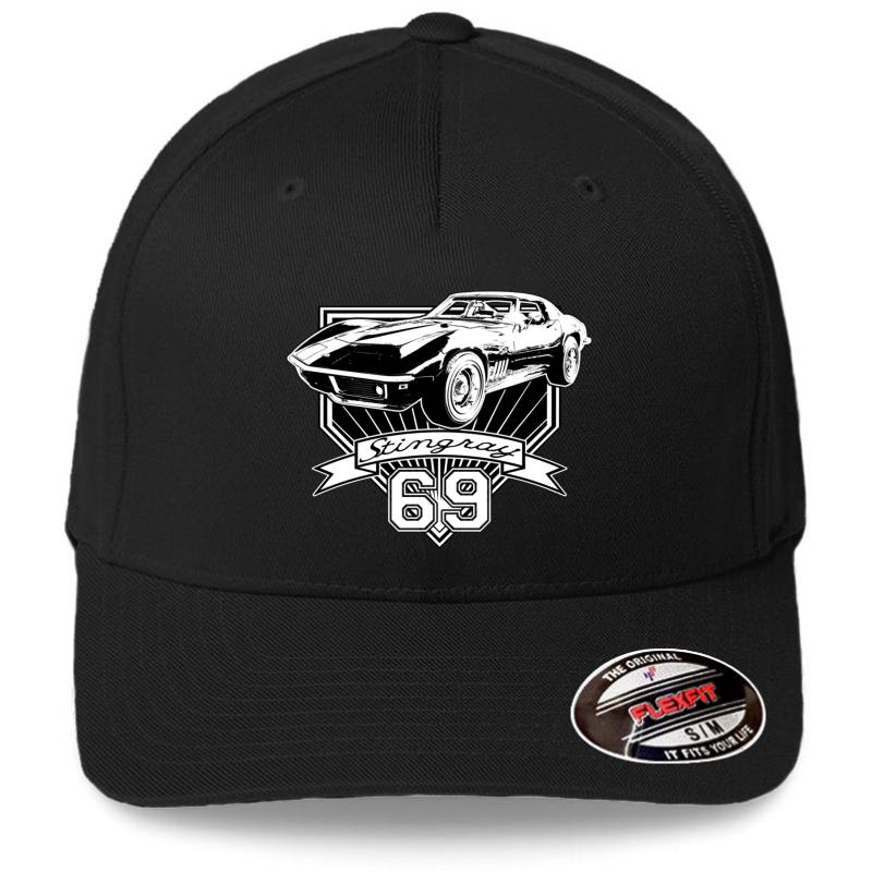 1969 Corvette Stingray Flexfit Baseball Cap  Black