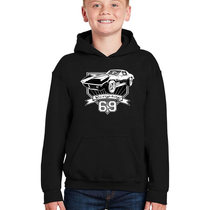 1969 Corvette Stingray Youth Hooded Sweatshirt Boy Black