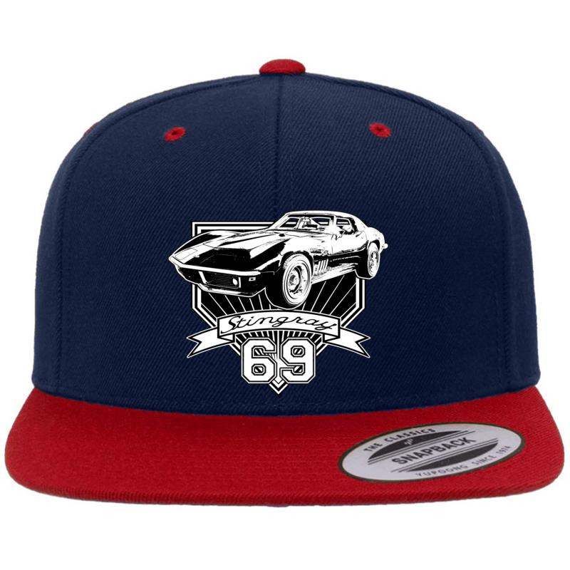 1969 Corvette Stingray Premium Flat Bill Snapback Cap  Navy