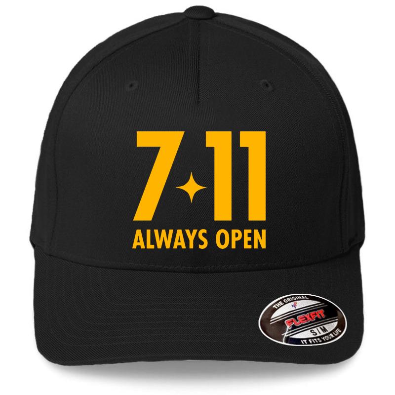 7-11 Always Open Original Design  Flexfit Baseball Cap  Black