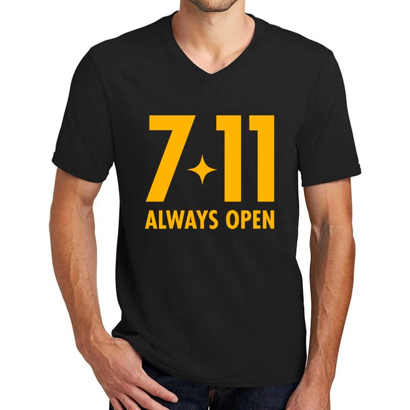 7-11 Always Open Original Design  Unisex V-Neck T-Shirt Men Black