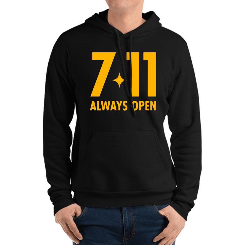 7-11 Always Open Original Design  Unisex Hooded Sweatshirt Men Black