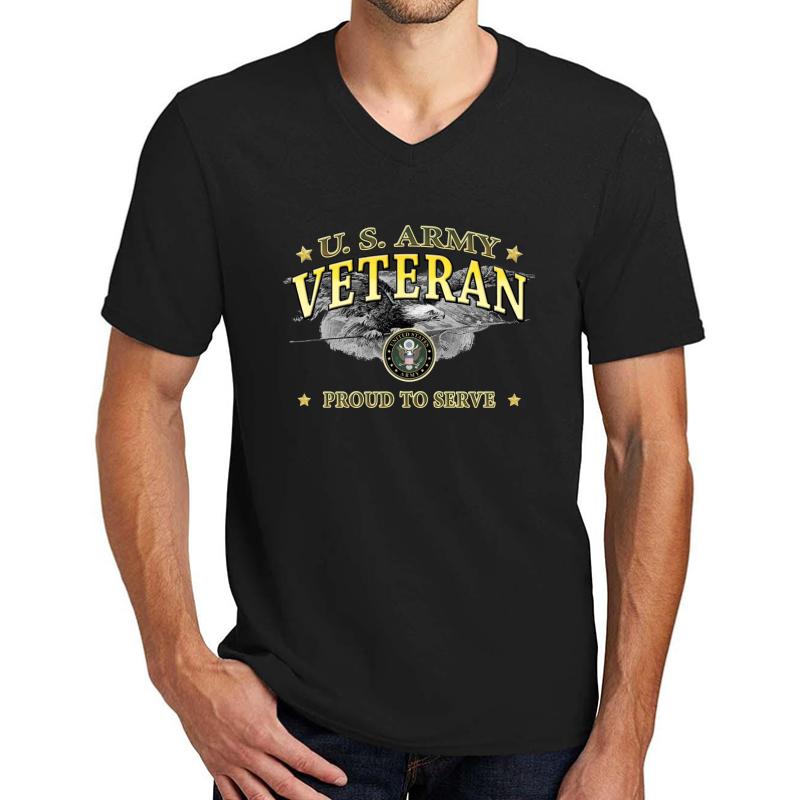 U.S. Army Veteran - Proud To Serve Unisex V-Neck T-Shirt Men Black