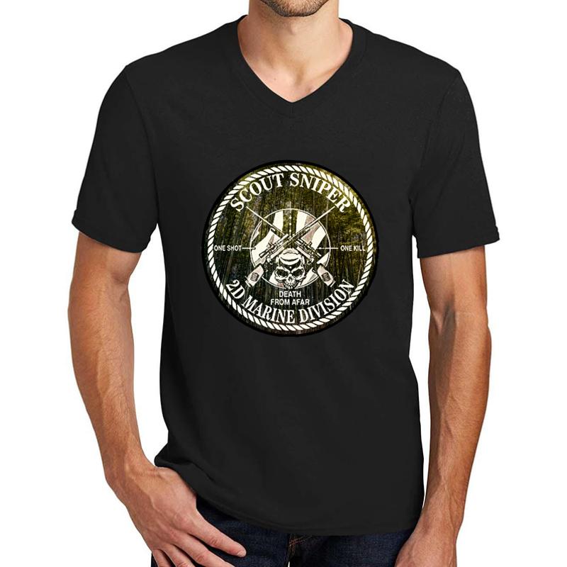 2Nd Division Marine Scout Sniper Unisex V-Neck T-Shirt Men Black