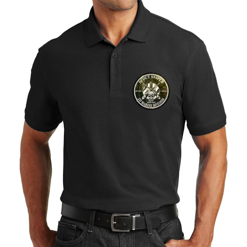 2Nd Division Marine Scout Sniper Unisex Polo Jersey Sport Shirt Men Black