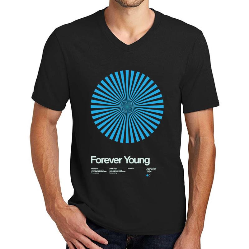 Alphaville - Forever Young - 1984 - New Wave Song Swiss Design Series Unisex V-Neck T-Shirt Men Black