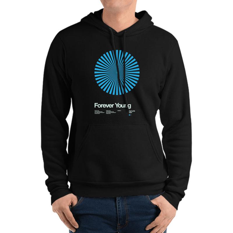 Alphaville - Forever Young - 1984 - New Wave Song Swiss Design Series Unisex Hooded Sweatshirt Men Black