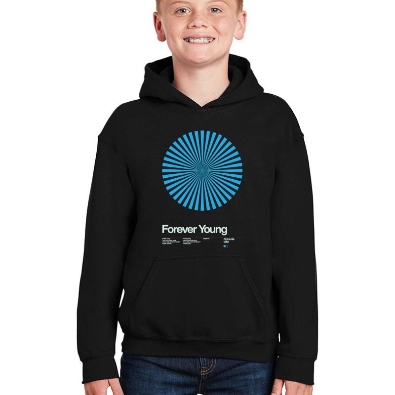 Alphaville - Forever Young - 1984 - New Wave Song Swiss Design Series Youth Hooded Sweatshirt Boy Black