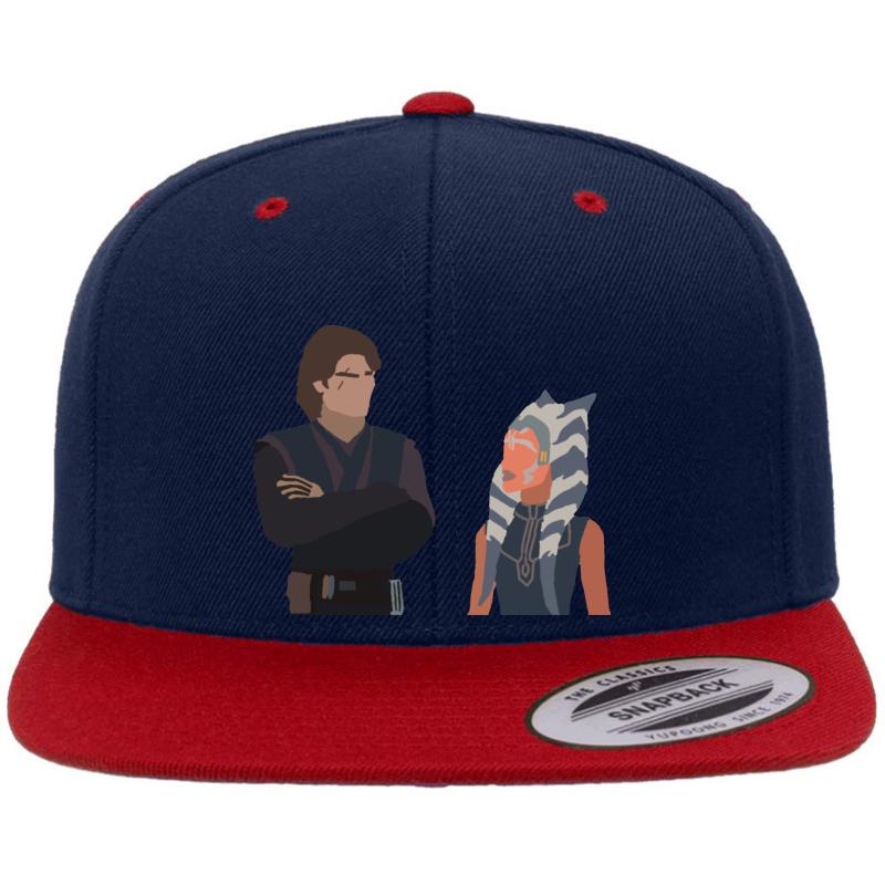 Anakin And Ahsoka Meet Up Again Premium Flat Bill Snapback Cap  Navy