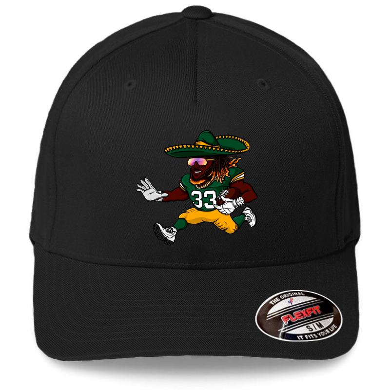 Aaron Jones Green Bay Packers Sombrero Flexfit Baseball Cap  Black