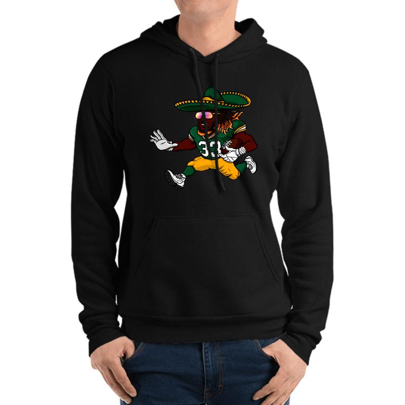 Aaron Jones Green Bay Packers Sombrero Unisex Hooded Sweatshirt Men Black