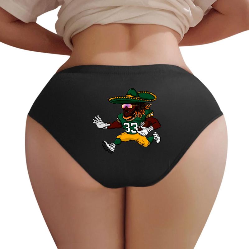 Aaron Jones Green Bay Packers Sombrero Women Underwear Panties Women Black