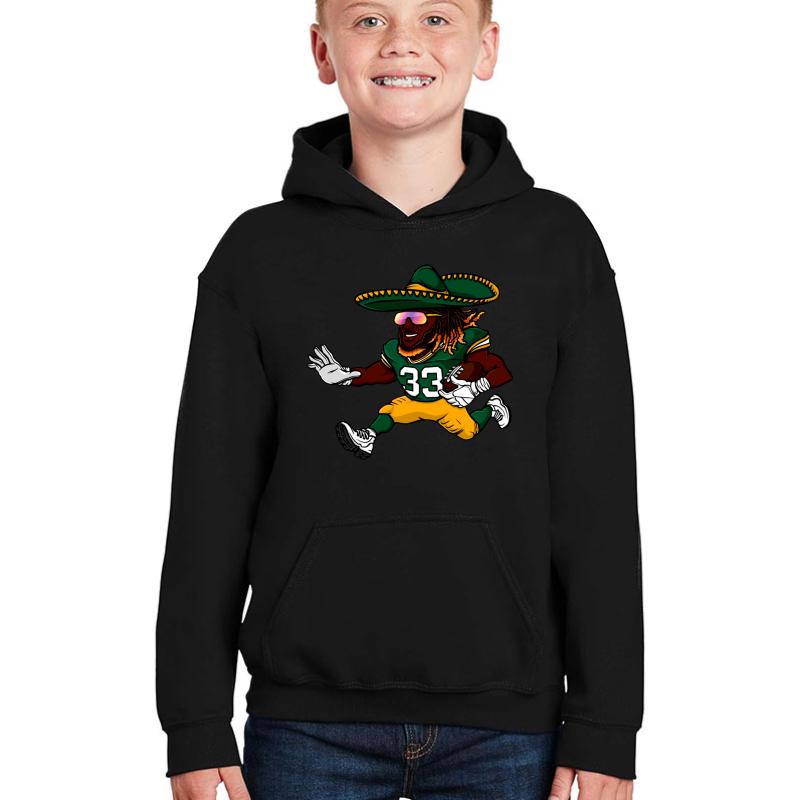 Aaron Jones Green Bay Packers Sombrero Youth Hooded Sweatshirt Boy Black