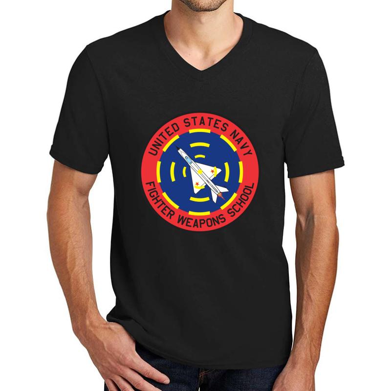 Us Navy Top Gun School - Clean Style Unisex V-Neck T-Shirt Men Black