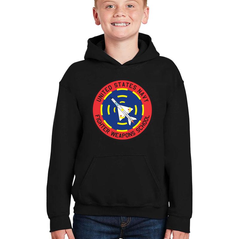 Us Navy Top Gun School - Clean Style Youth Hooded Sweatshirt Boy Black