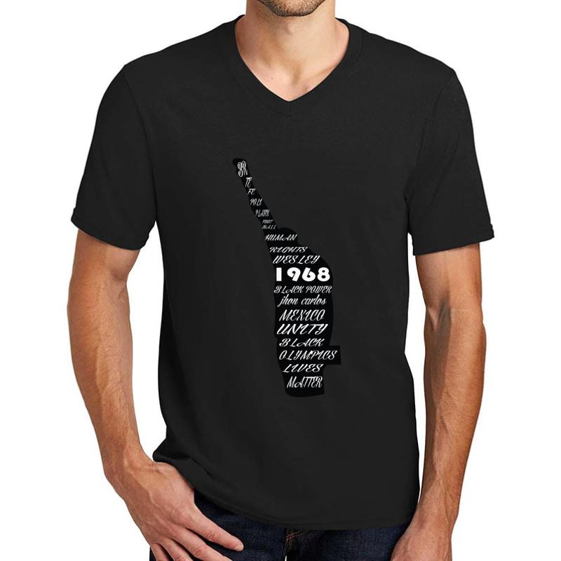 1968 Olympics Salute For Human John Carlos Unisex V-Neck T-Shirt Men Black