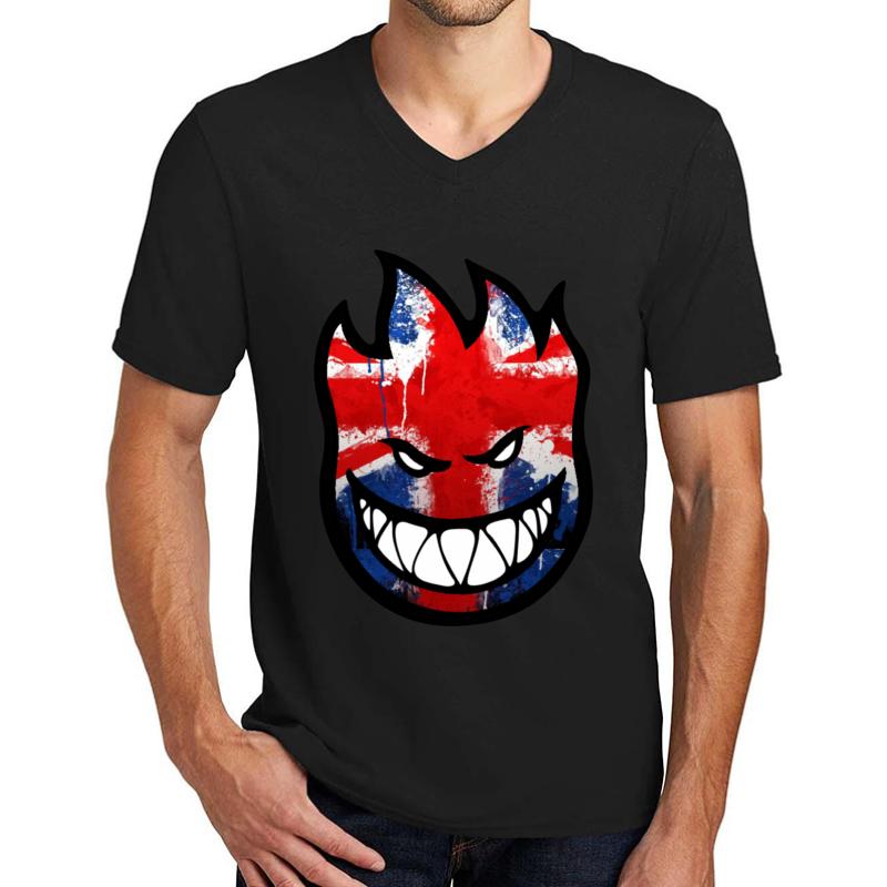 Uk Spitfire Logo Unisex V-Neck T-Shirt Men Black