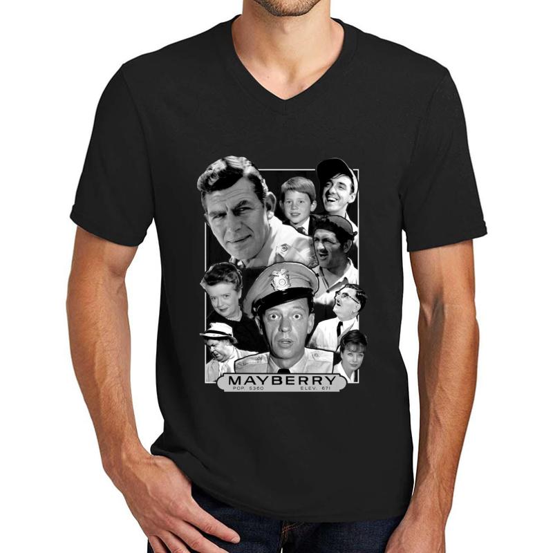 Andy Griffith Mayberry Unisex V-Neck T-Shirt Men Black