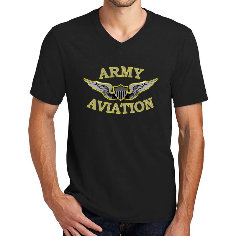 Army Aviation Cool Patriotic Military Aviation Unisex V-Neck T-Shirt Men Black