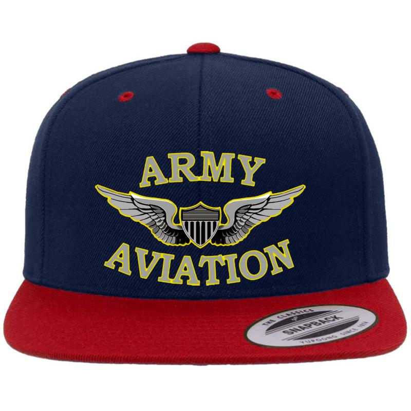 Army Aviation Cool Patriotic Military Aviation Premium Flat Bill Snapback Cap  Navy